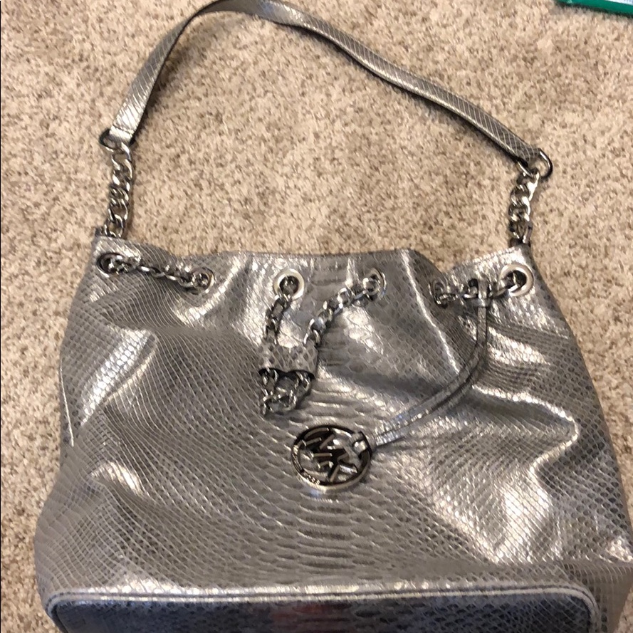 Michael Kors Metallic Silver Leather Purse